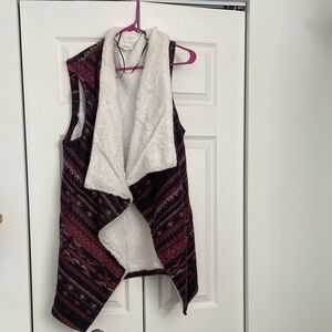 Cozy Red and Black Patterned Vest